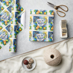 Tennis Bedankt feest met racket en bal Cadeaupapier