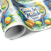 Tennis Bedankt feest met racket en bal Cadeaupapier (Rol Hoek)