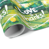 Tennis Bedankt feest met racket en bal Cadeaupapier (Rol Hoek)