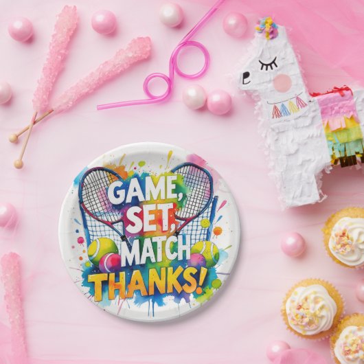 Tennis Bedankt feest met racket en bal Papieren Bordje (Feest)