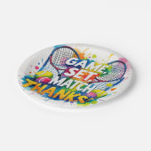 Tennis Bedankt feest met racket en bal Papieren Bordje (Gekanteld)