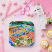 Tennis Bedankt feest met racket en bal Papieren Bordje (Feest)