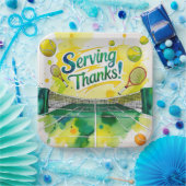 Tennis Bedankt feest met racket en bal Papieren Bordje (Feest)