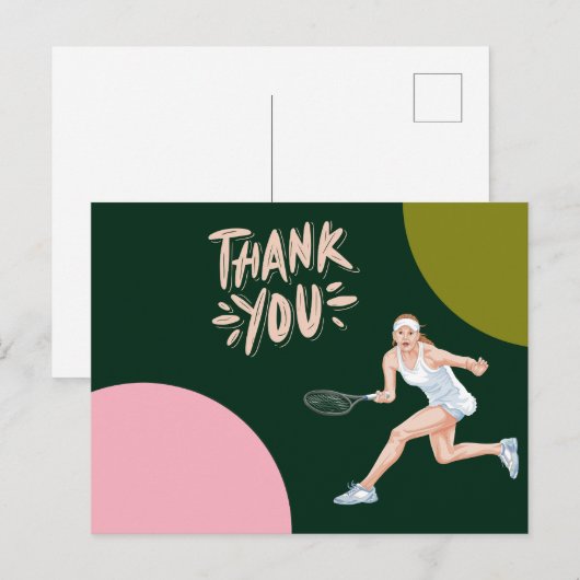Tennis bedankt je kaart voor de speler (Voorkant / Achterkant)