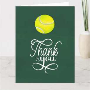 Tennis bedankt voor je kaart met bal op de rechtba