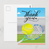 Tennis bedankt voor je kaart met bal op de rechtba (Voorkant / Achterkant)