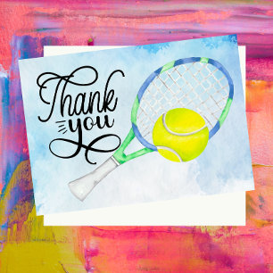 Tennis bedankt voor je kaart met bal op de rechtba