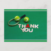 Tennis bedankt voor racket en bal op groen briefkaart (Voorkant)