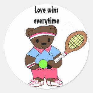 Tennis Beer - Liefde wint elke keer Ronde Sticker
