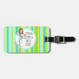 Tennis begint met label Liefde tas Bagagelabel