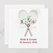 Tennis Bewaar de datum Uitnodiging  voor Trouwdag (Voorkant / Achterkant)