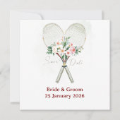 Tennis Bewaar de datum Uitnodiging voor Trouwen (Voorkant)