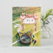 Tennis Bewaar de datum voor de bruiloft van de ten Kaart (Staand voorkant)