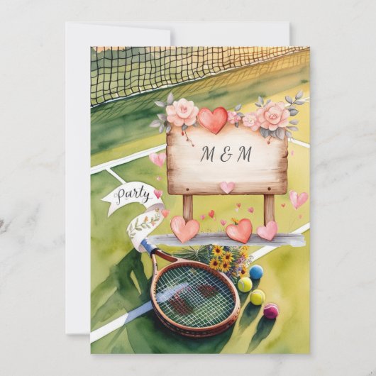 Tennis Bewaar de datum voor de bruiloft van de ten Kaart (Voorkant)