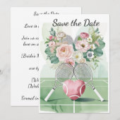 Tennis Bewaar de datum voor de speler bruiloft wat Kaart (Voorkant / Achterkant)