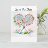 Tennis Bewaar de datum voor de speler bruiloft wat Kaart (Staand voorkant)