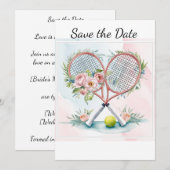 Tennis Bewaar de datum voor de speler bruiloft wat Kaart (Voorkant / Achterkant)