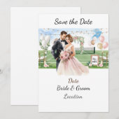 Tennis bewaar de datum voor de trouwerij van de te kaart (Voorkant / Achterkant)