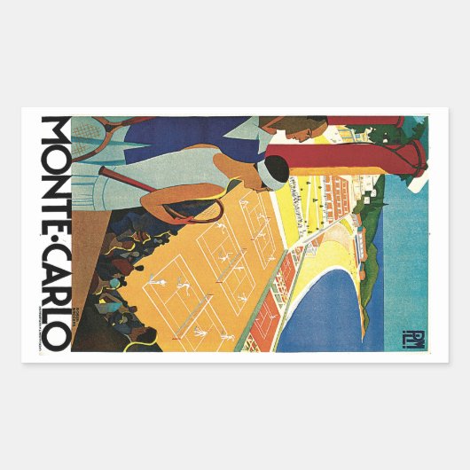 Tennis bij Monte Carlo Rechthoekige Sticker (Voorkant)