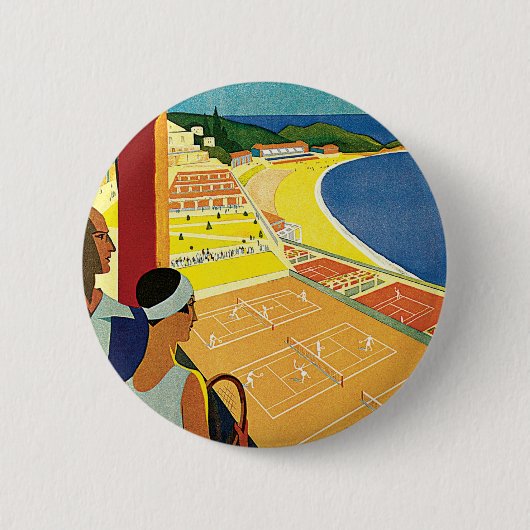 Tennis bij Monte Carlo Ronde Button 5,7 Cm (Voorkant)