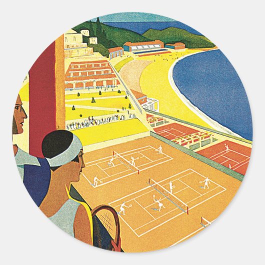 Tennis bij Monte Carlo Ronde Sticker (Voorkant)