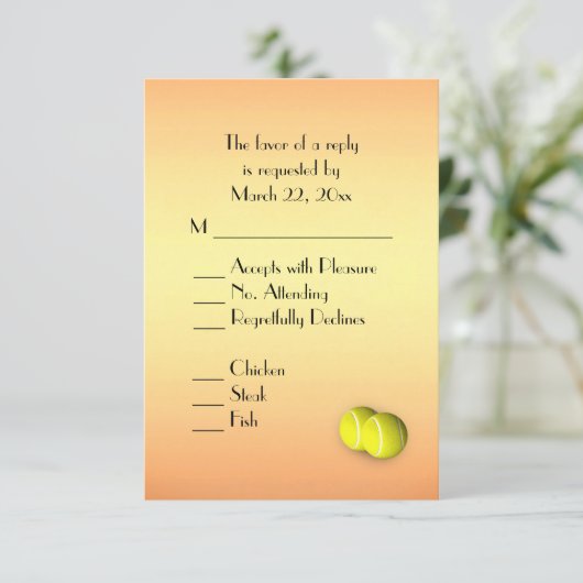 Tennis bij zonsondergang  RSVP met menu keuze (Staand voorkant)