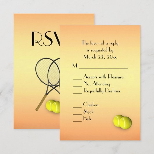 Tennis bij zonsondergang  RSVP met menu keuze (Voorkant / Achterkant)