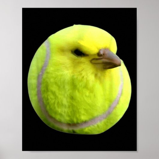 Tennis Bird Meme Round Budgie Tennis Ball  Poster (Voorkant)