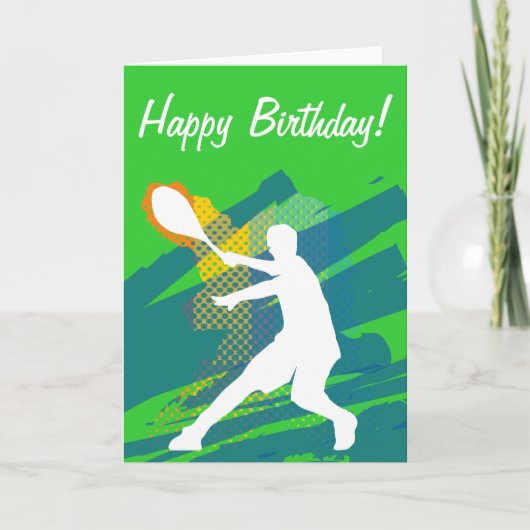 Tennis Birthday card with silhouette Kaart (Voorkant)
