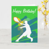 Tennis Birthday card with silhouette Kaart (Gele Bloem)