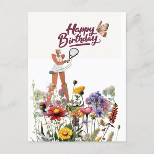Tennis Birthday for Woman Player Briefkaart