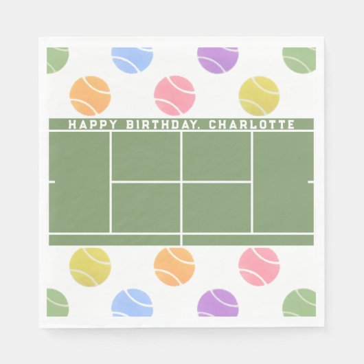 Tennis Birthday - Gepersonaliseerd Servet (Voorkant)