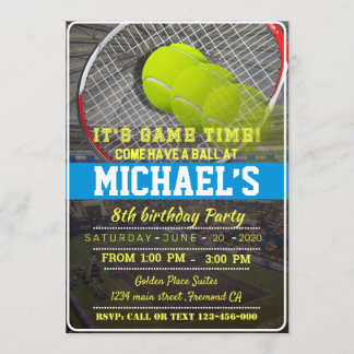 Tennis Birthday Invitation Kaart