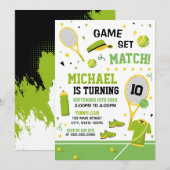 TENNIS Birthday Invitation Kaart (Voorkant / Achterkant)