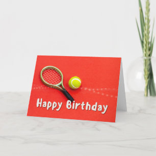 Tennis Birthday Love on red Kaart