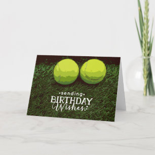 Tennis Birthday met bal op groen gras Kaart