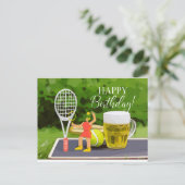 Tennis Birthday met bier- en hondenracket voor mam Briefkaart (Staand voorkant)