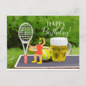 Tennis Birthday met bier- en hondenracket voor mam Briefkaart (Voorkant)