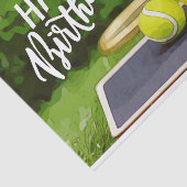 Tennis Birthday met bier- en kogelracket op groen Tissuepapier (Detail)