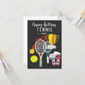 Tennis Birthday met racket en bal voor mama Kaart (Voorkant / Achterkant in situ)