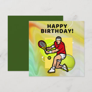 Tennis Birthday met Tennis Player op Ball Kaart