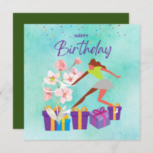 Tennis Birthday met Tennis Player waterverf Kaart