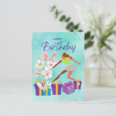 Tennis Birthday met Tennis Player waterverf Kaart (Staand voorkant)