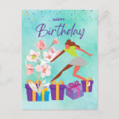 Tennis Birthday met Tennis Player waterverf Kaart (Voorkant)