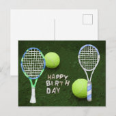 Tennis Birthday met tennisballen is groen Briefkaart (Voorkant / Achterkant)