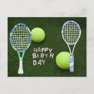 Tennis Birthday met tennisballen is groen Briefkaart