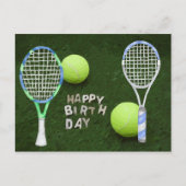 Tennis Birthday met tennisballen is groen Briefkaart (Voorkant)