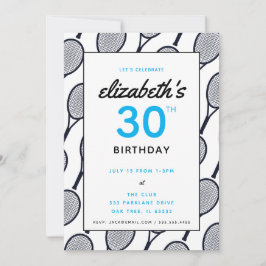 Tennis Birthday Party Black Blue Custom Kaart