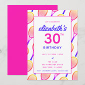 Tennis Birthday Party Bright Pink Blue Aangepast Kaart (Voorkant / Achterkant)
