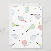 Tennis Birthday Party Coral Blue Green Custom Kaart (Achterkant)
